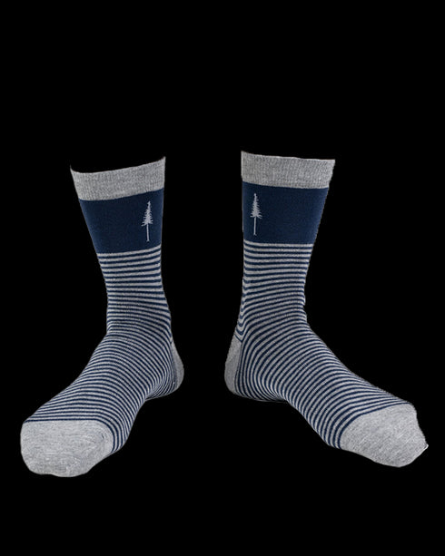 TreeSocks Standard Stripes Navy-Grey
