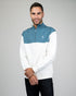 TreeSweater Quarter Zip Colorblock Off White-Faded Teal