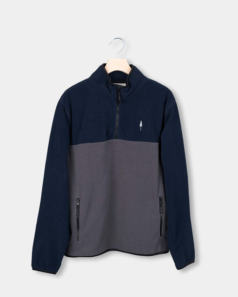 TreeFleece Quarter Zip Colorblock Relaxed Dark Navy-Anthracite