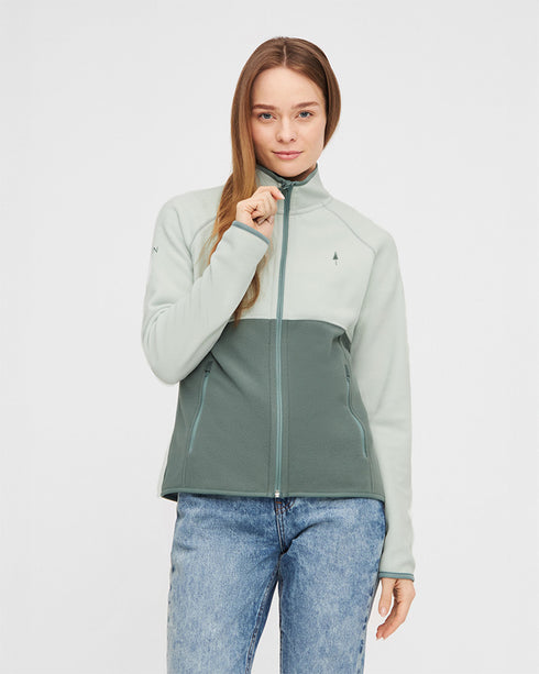 TreeJacket Fleece Colorblock Women Sage-Fresh Mint