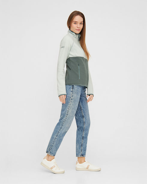 TreeJacket Fleece Colorblock Women Sage-Fresh Mint