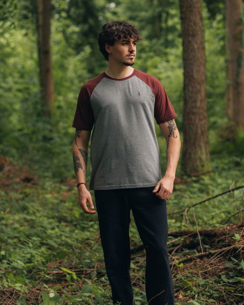 TreeShirt Raglan Relaxed Colorblock Coffee Deep Maroon Mel-Grey Mel