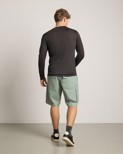 TreeShirt Longsleeve Wool Slim Dark Anthracite Mel