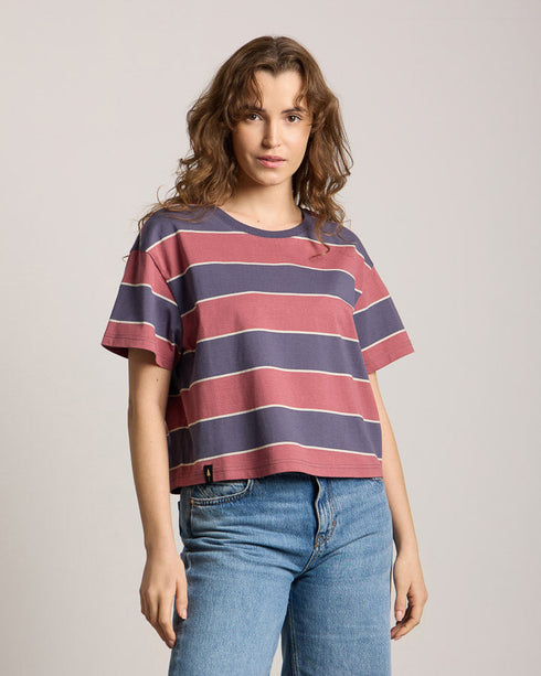 TreeShirt Striped Oversized Women Dark Ink-Blush