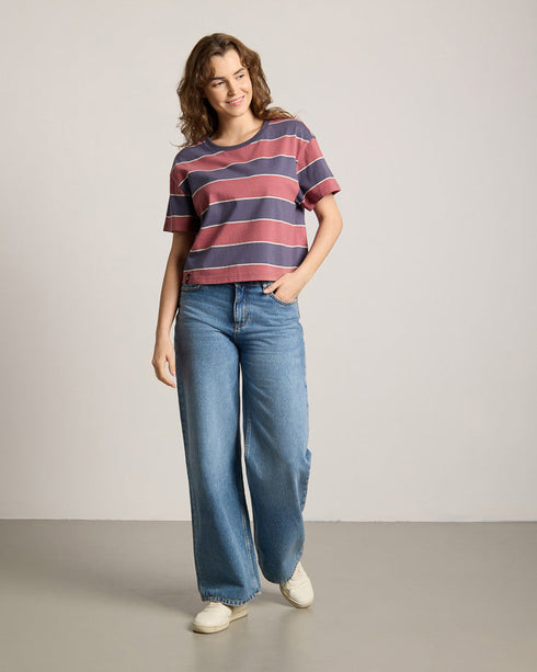 TreeShirt Striped Oversized Women Dark Ink-Blush