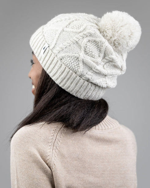 Treeanie Cable Knit PomPom Chalk