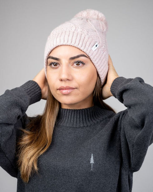 Treeanie Cable Knit PomPom Italian Clay