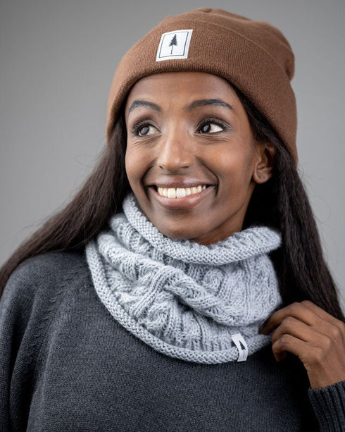 TreeNeckwarmer Cable Knit Light Grey Mel