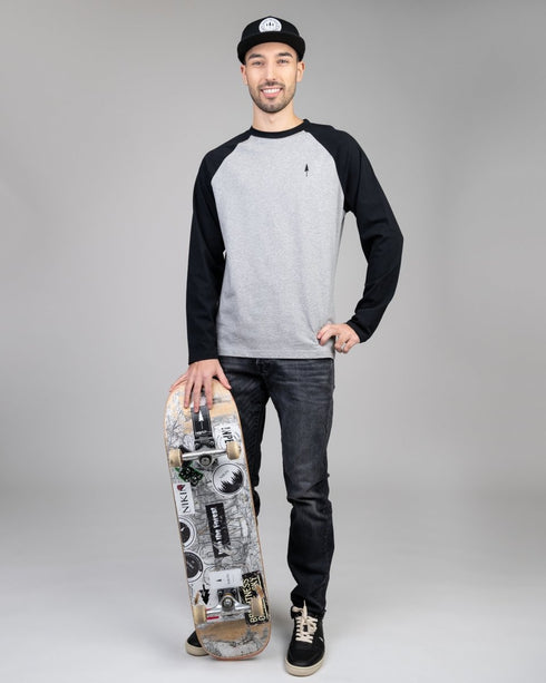 TreeShirt Longsleeve Raglan Grey Mel-Black