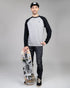 TreeShirt Longsleeve Raglan Grey Mel-Black