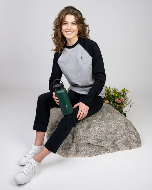 TreeShirt Longsleeve Raglan Grey Mel-Black