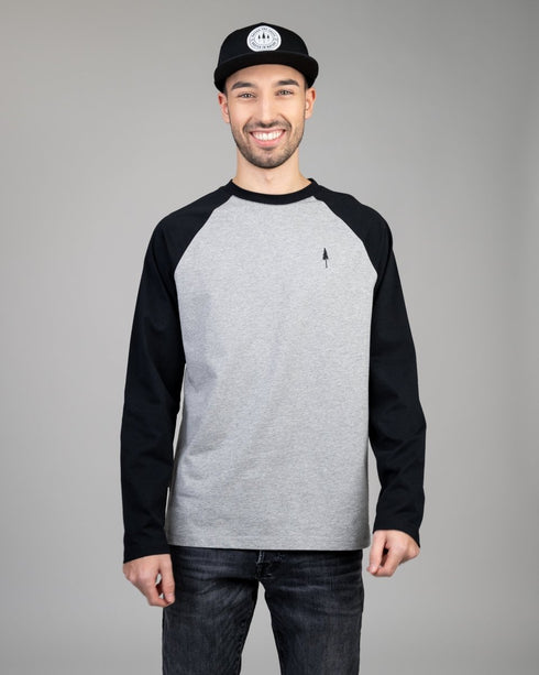 TreeShirt Longsleeve Raglan Grey Mel-Black