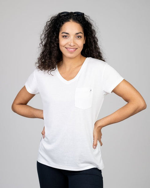 TreeShirt Pocket V-Neck Women White
