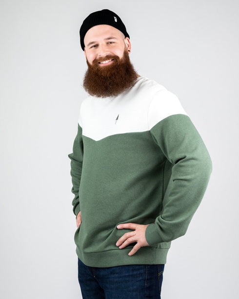 TreeSweater Bicolor Olive Mel-White